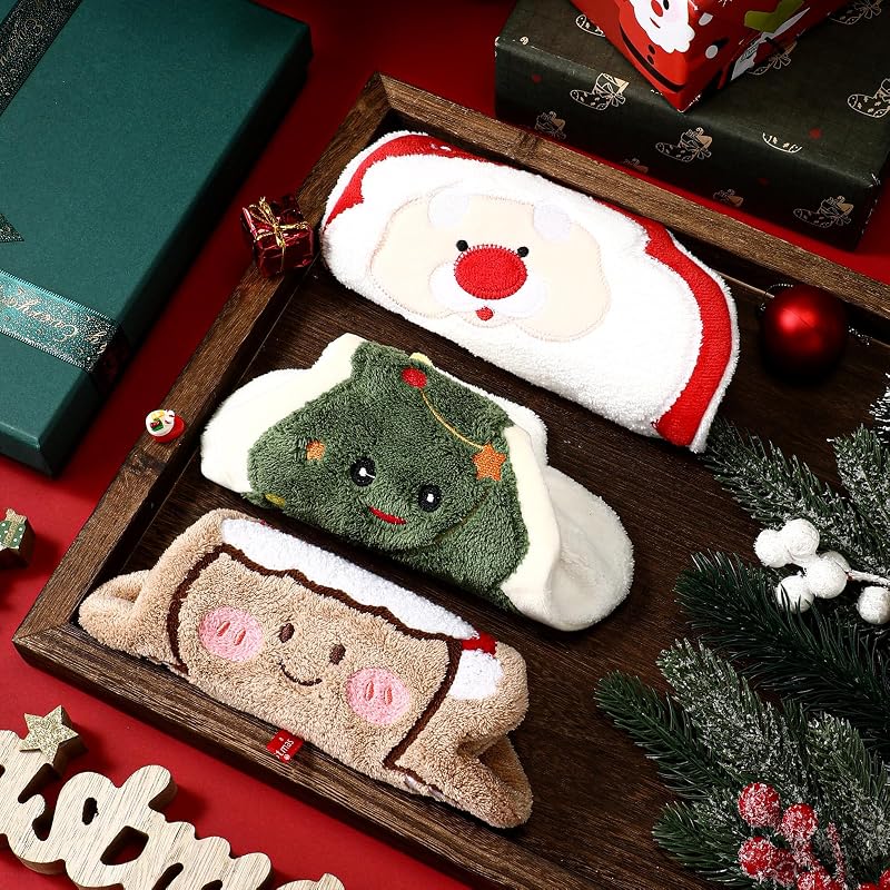 Christmas Hand Towels Set of 3 - Santa, Gingerbread Man & Christmas Tree – Hanging Kitchen & Bathroom Towel