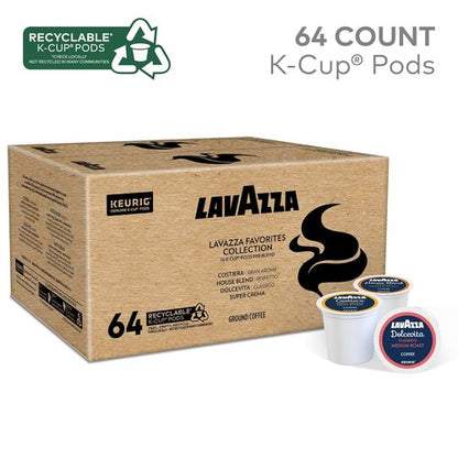 Lavazza Favorites Collection - Variety Pack of Single Serve K-Cup Pods | Light & Medium Roast, 64-Count