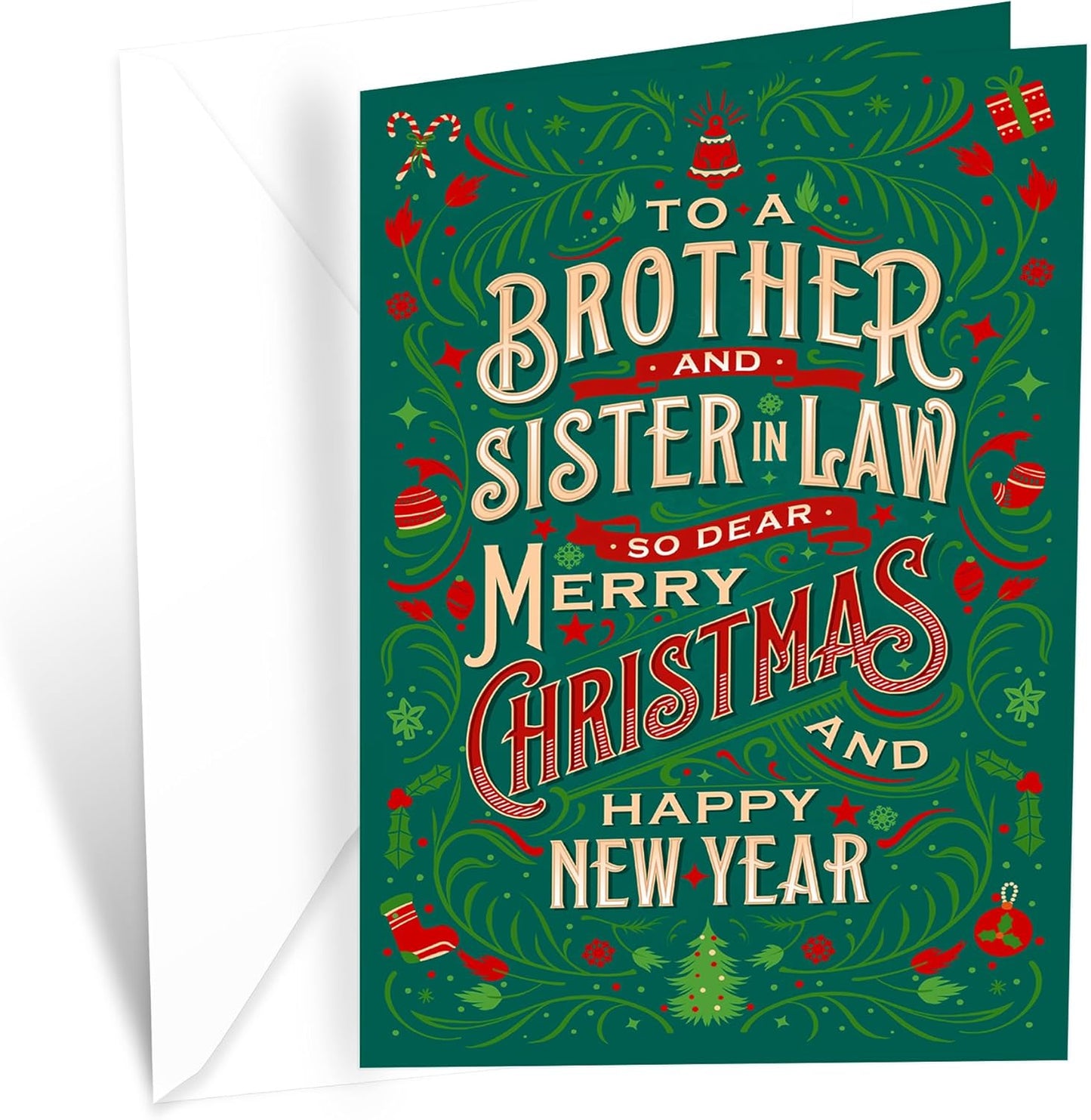 Prime Greetings Christmas Card for Brother and Sister-In-Law - Eco-Friendly, Thick Card Stock, 5in x 7.75in