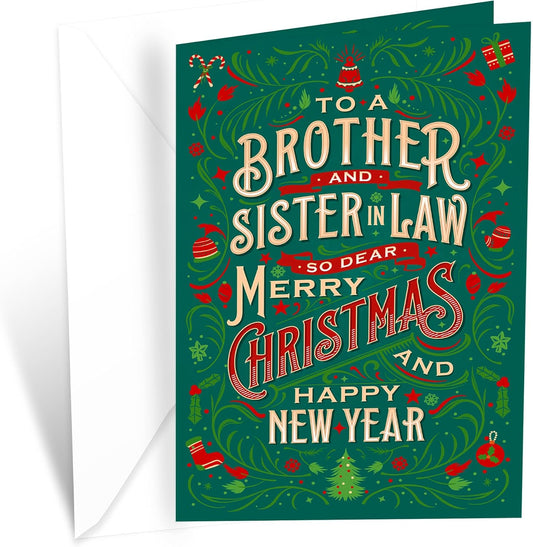 Prime Greetings Christmas Card for Brother and Sister-In-Law - Eco-Friendly, Thick Card Stock, 5in x 7.75in
