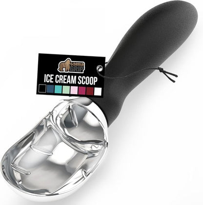 GORILLA GRIP Ice Cream Scoop - BPA-Free Heavy Duty Design with Ergonomic Handle for Perfect Scoops | Black