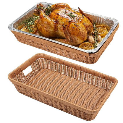 Sawysine 2 Pcs Large Wicker Pan Holder for 21x13-Inch Aluminum Foil Trays - Variation 2