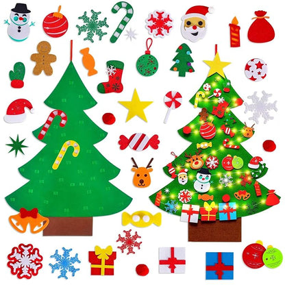 Max Fun Felt Christmas Tree Kit for Toddlers — 40 Tree Ornaments + Tic-Tac-Toe Game
