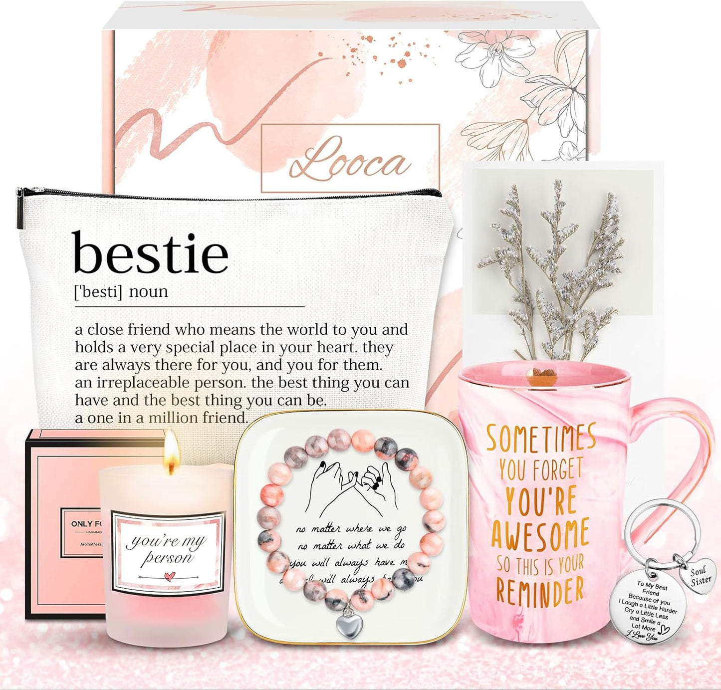 Regine Switzerland Best Friend Birthday Gifts - Unique Friendship Mug, Keychain, Candle & Bracelet for Women