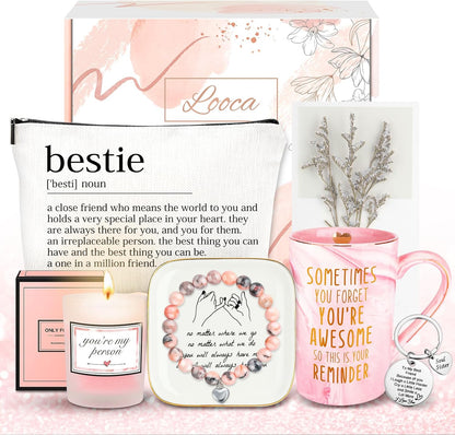 Regine Switzerland Best Friend Birthday Gifts - Unique Friendship Mug, Keychain, Candle & Bracelet for Women