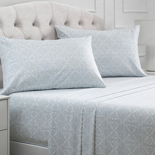 Mellanni King Sheets Set - 4 PC Iconic Collection Bedding - Hotel Luxury, Extra Soft, Cooling Bed Sheets - Wrinkle, Fade, Stain Resistant (King, Laced Sky Blue)