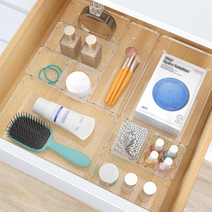 StorMiracle 28 PCS Clear Plastic Drawer Organizers - Versatile Trays for Makeup, Jewelry & Office Supplies