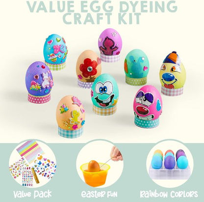 Klever 41 Pcs Easter Egg Decorating Kit - DIY Dye Tablets & Stickers for Kids' Party Fun