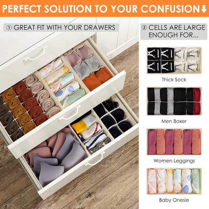 Skiennix Baby Clothes Organizer - 12 Pack Fabric Foldable Storage Bins for Nursery | 116 Cells for Clothing & Accessories