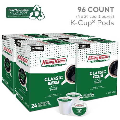 Krispy Kreme Decaf Medium Roast Coffee - Single-Serve K-Cup Pods | 96 Count