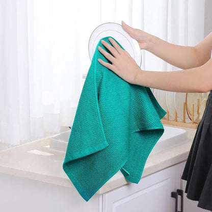 Homaxy 100% Cotton Waffle Weave Kitchen Dish Towels - Ultra Soft & Absorbent | 13 x 28 Inches, 4-Pack, Teal