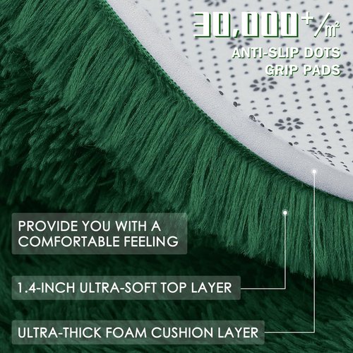 OLANLY Area Rugs for Living Room Bedroom, Machine Washable 4x5.9 ft Soft Fluffy Shaggy Bedside Rug, Indoor Floor Carpet for Kids Girls and Boys, Dorms, Nursery Rooms, Home Decor Aesthetic, Dark Green