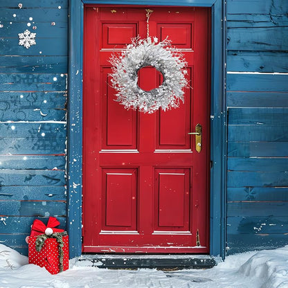 20 Inch Snow Flocked Wreath with White Berries, Leaves & Twigs - Front Door & Outdoor Decor (Variation: 20"-flocked berries)