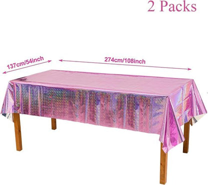 GREATRIL Disposable Pink Party Tablecloth - Rectangle Design for Birthdays & Celebrations | 54'' x 108'' - 2 Pack
