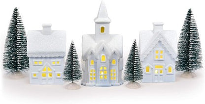 Mark Feldstein & Associates Christmas Figurines Set - 7 Piece White Unglazed Porcelain, 5 Inch