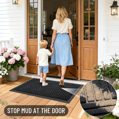 OLANLY Heavy-Duty Front Door Mat - Absorbent, Non-Slip Rubber Doormat | 29.5x17 Inches, Black Diamond