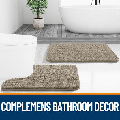 OLANLY Bathroom Rugs - Extra Soft Absorbent Chenille Bath Mats | Quick Dry, Rubber Backing, 36x24, Warm Taupe