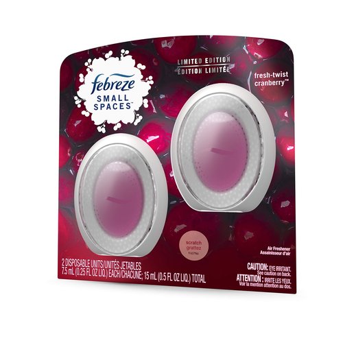 Febreze Small Spaces, Fresh - Twist Cranberry, 2 count