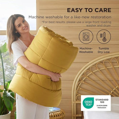 Bedsure Comforter Duvet Insert - All-Season Twin XL Quilted Down Alternative Blanket, Mustard Yellow 92x68 Inches