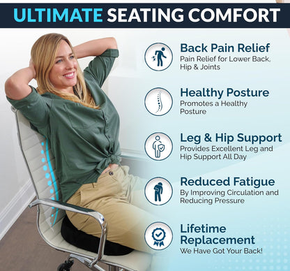 ComfiLife Premium Gel & Memory Foam Seat Cushion - Doctor Recommended for Back & Sciatica Pain Relief | Black Office & Car Seat Cushion