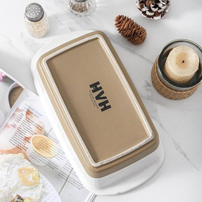 HVH Ceramic Loaf Pan - 9 x 5 Inch Rectangular Baking Bread Pan in Farmhouse White Finish