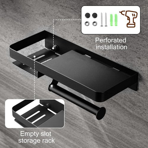 Decor Toilet Paper Holder - Small Bathroom Decoration Holder Toilet Air Freshener, Small Bathroom Accessories, Matte Black