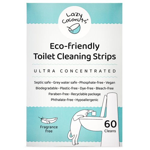 Lazy Coconuts Toilet Bowl Cleaner Strips - 60 Cleans, Plastic-free, Dye-free, With Lemon Essential Oil