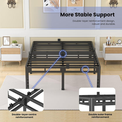 NKZ 24 Inch Full Size Bed Frame - Heavy Duty Metal Platform with Round Corner Legs & Noise-Free Design