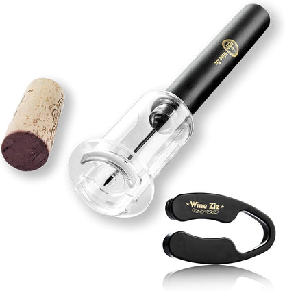 Wine Ziz Amazingly Simple Wine Opener with Foil Cutter Gift Set for Wine Lovers | Wine Pump Air Pressure Wine Bottle Opener Easy Cork Remover Corkscrew | Wine Bottle Openers (Black, 1)