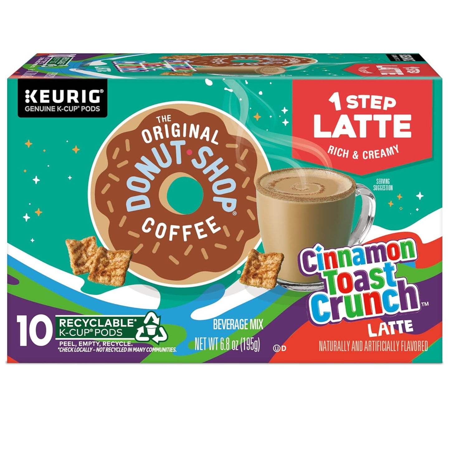 Original Donut Shop Cinnamon Toast Crunch Latte K-Cup Pods - One-Step Brewing, 60 Count