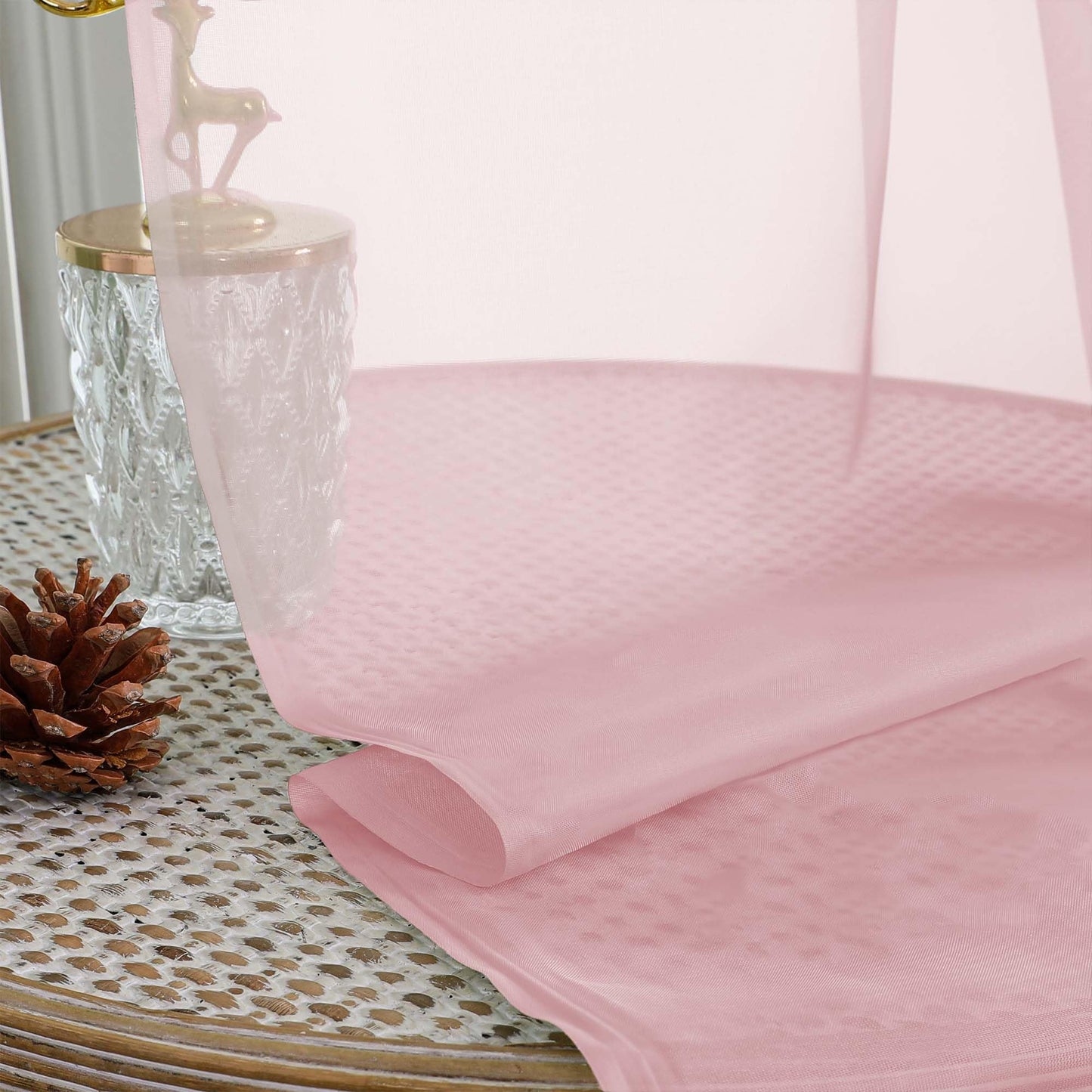 OWENIE Blush Sheer Curtains 72 Inches Long 2 Panels Set, Transparent Voile Sheer Curtain for Living Room Bedroom Window Sliding Glass Door Treatment, 59 x 72 Inch, Blush