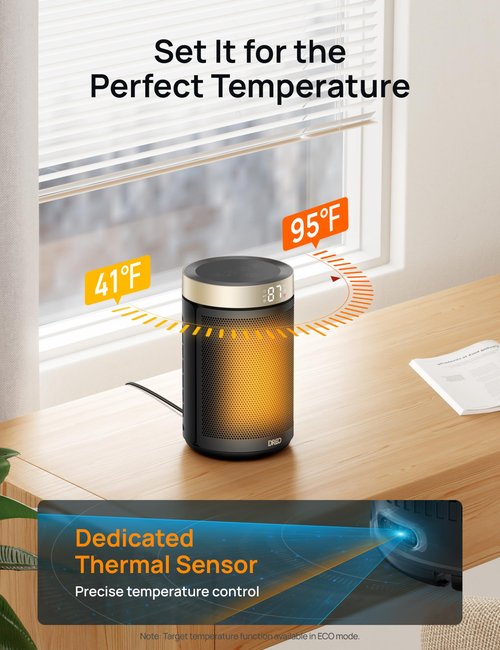 DREO Space Heater, Portable Electric Heaters for Indoor Use with Thermostat and Remote, 2024 Upgraded, Digital Display, 12H Timer, 5 Mode, 1500W PTC Ceramic Fast Safety Heat for Office Bedroom Home
