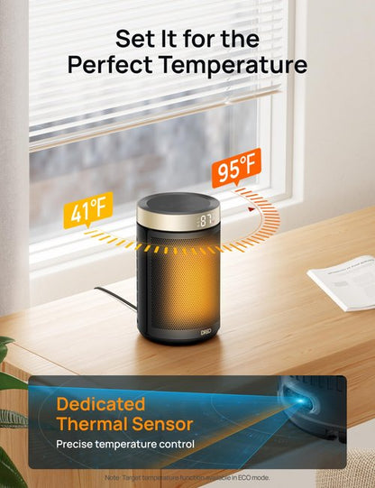 DREO Space Heater, Portable Electric Heaters for Indoor Use with Thermostat and Remote, 2024 Upgraded, Digital Display, 12H Timer, 5 Mode, 1500W PTC Ceramic Fast Safety Heat for Office Bedroom Home