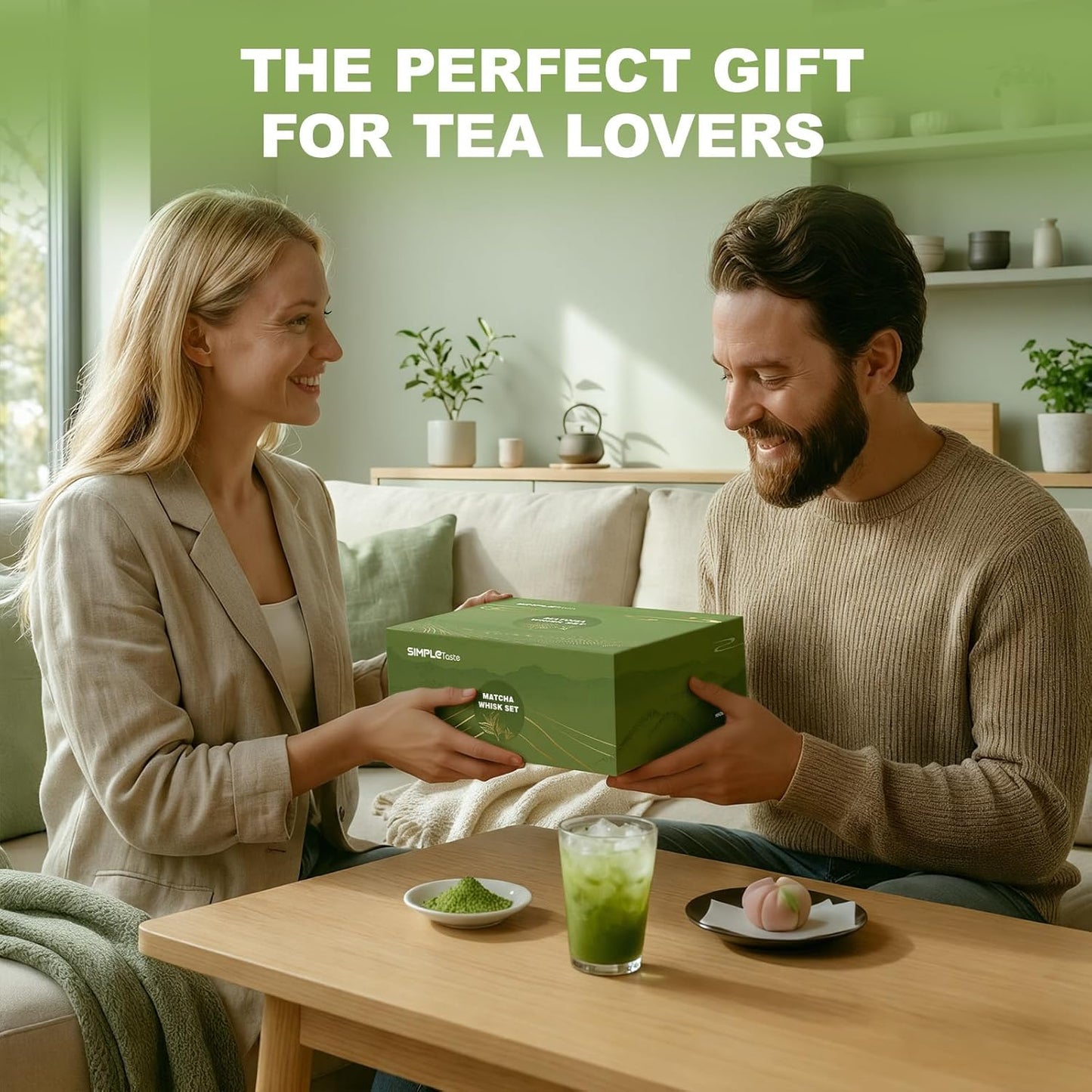 SIMPLETaste Matcha Whisk Set - 7-Piece Ceramic Kit with Bowl, Whisk, Bamboo Scoop & More | Perfect for Matcha Lovers (Green)