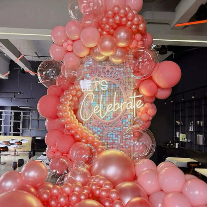 Voircoloria 105-Piece Retro Hot Pink Balloons - 12-Inch Latex for Birthday, Baby Shower & Weddings