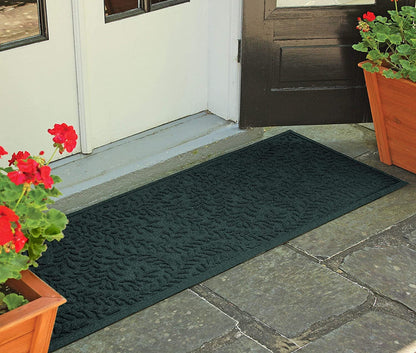 Bungalow Flooring Waterhog Runner Door Mat, 2' x 5' Made in USA, Durable and Decorative Floor Covering, Skid Resistant, Indoor/Outdoor, Water-Trapping, Boxwood Collection, Evergreen