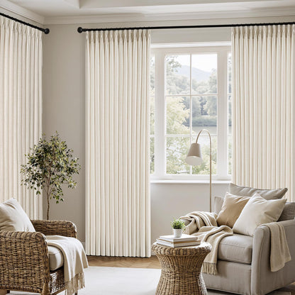 MIULEE Pinch Pleated Linen Curtains - 90-Inch Ivory Cream Semi-Sheer Drapes | 4 Panels for Privacy