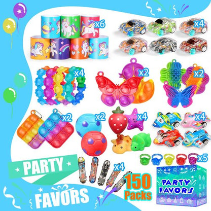 Party Favors for Kids 8-12 4-8, 150-Pack Fidget Toys Bulk, Treasure Box Toys for Classroom, Stocking Stuffers Goodie Bags, Classroom Prizes, Birthday Holiday for Boys Girls