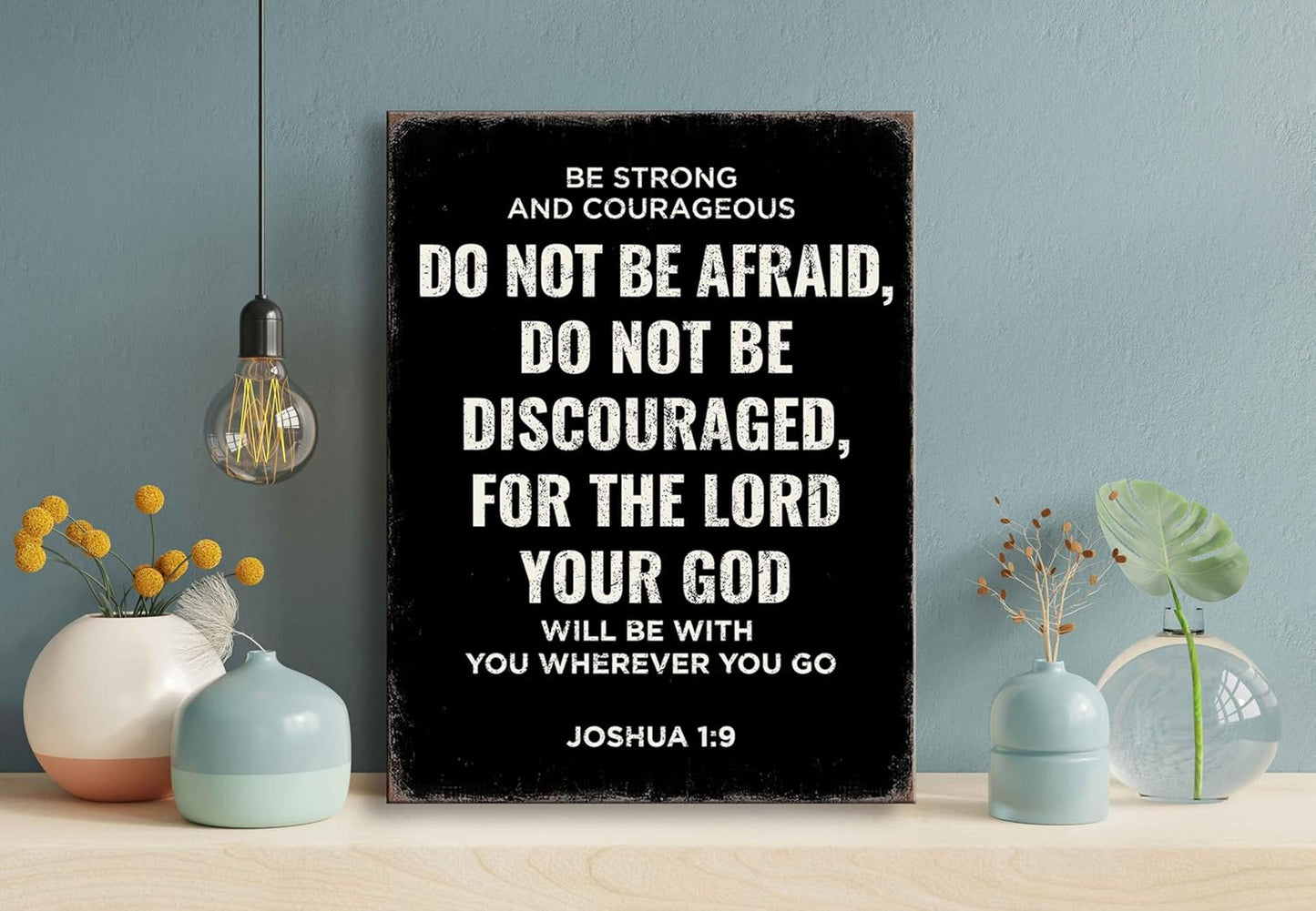 Be Strong and Courageous | Joshua 1:9 Bible Verse Canvas Wall Art - Inspirational Christian Decor for Home & Prayer Room