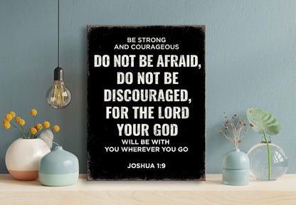 Be Strong and Courageous | Joshua 1:9 Bible Verse Canvas Wall Art - Inspirational Christian Decor for Home & Prayer Room