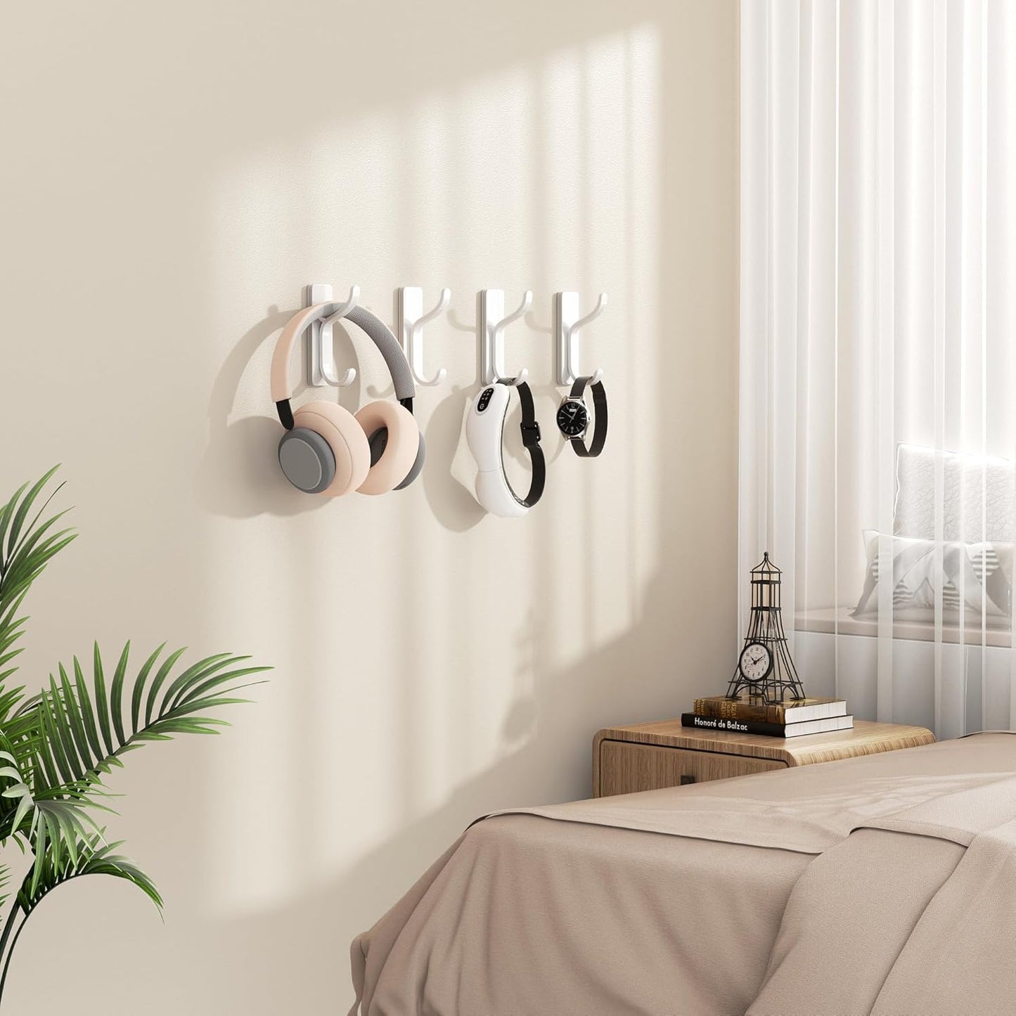 Pickpiff Adhesive Wall Coat Hooks - Heavy-Duty Stick-On Metal Hangers for Towels, Bags & Clothes | 10 Pack, White