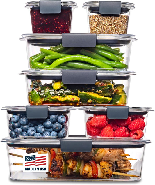 Rubbermaid Brilliance Food Storage Containers - 14-Piece Set, BPA-Free, Leak-Proof, Clear Design
