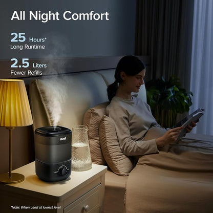 LEVOIT Classic 160 Top-Fill Ultrasonic Cool Mist Humidifier,Super Easy to Fill & Clean,Quiet Operation for Bedroom Home & Plants,Auto Shut-off for Safety,360° Rotating Nozzle,2.5L,Black,(Pack of 8)