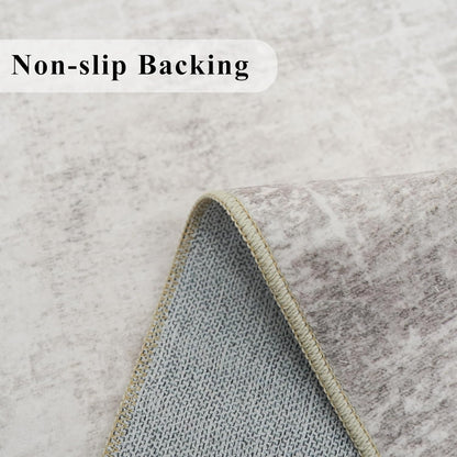 Skiennix Washable Area Rug - Abstract Water-Resistant Non-Slip Doormat | Ultra Soft 2x4 Beige/Cream