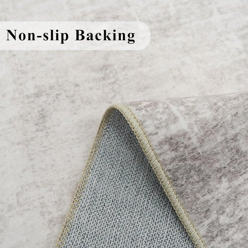 Abstract 2x10 Kitchen Rug Runners - Soft, Washable Non-Slip Area Rug for Hallway & Entryway | Beige/Cream
