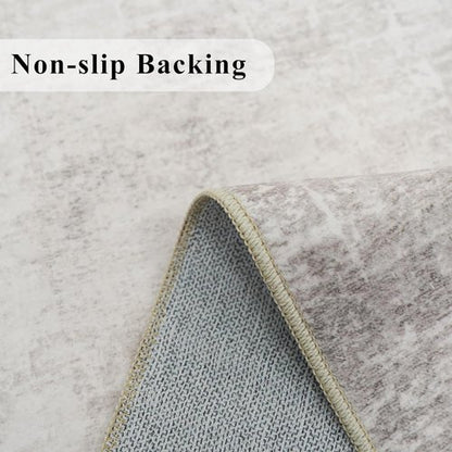 Abstract 2x10 Kitchen Rug Runners - Soft, Washable Non-Slip Area Rug for Hallway & Entryway | Beige/Cream