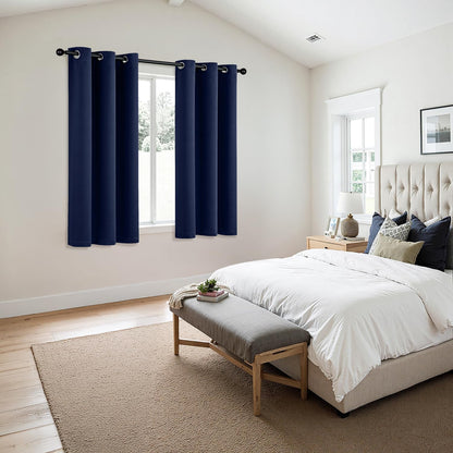 MIULEE Navy Blue Blackout Curtains - Thermal Insulated Room Darkening Drapes | 63 Inch, 2 Panels