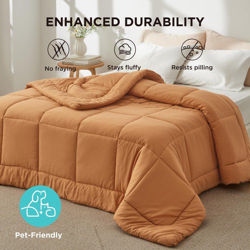 Bedsure Comforter Duvet Insert - Quilted Comforters Twin Size, All Season Duvet, GentleSoft Down Alternative Bedding, with 8 Tabs, Gifts for Women/Men, Burnt Orange, Twin 88 x 68 Inches