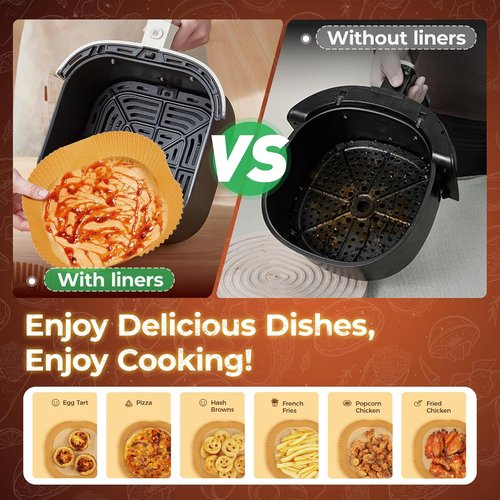 Air Fryer Liners - 150 Pcs Unbleached Parchment Paper | Non-Stick & Waterproof for 5-8 QT Baskets