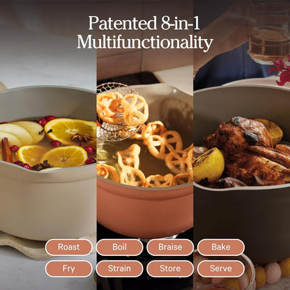 Our Place Perfect Pot - 5.5 Qt Ceramic Cookware with Lid & Spatula | Patented 8-in-1 Nonstick, PFAS-Free, Oven-Safe Up to 450°F